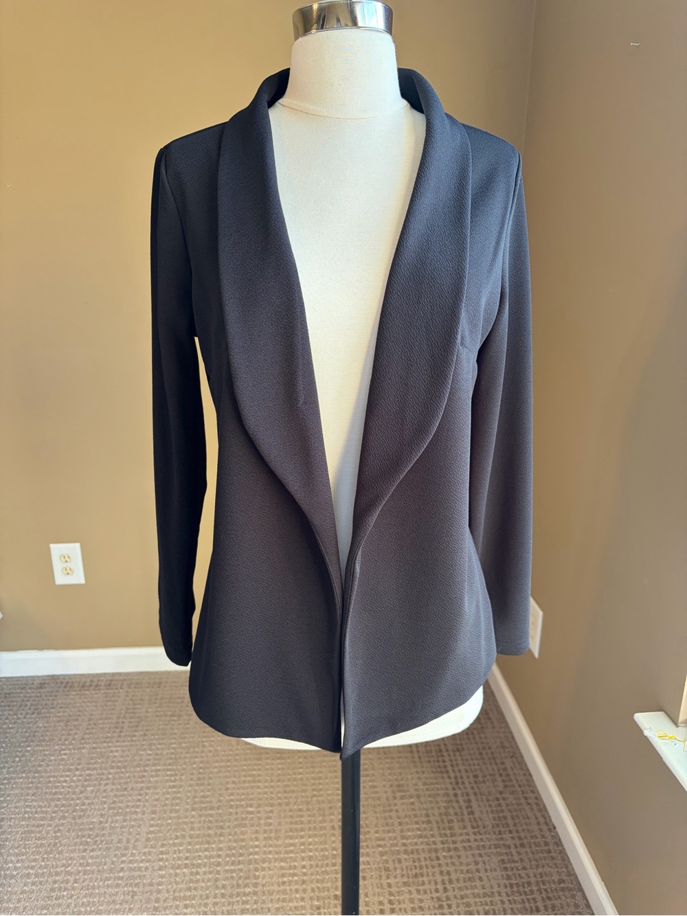 Ninexis Women's Black Open Front Shawl Collar Blazer Jacket XL Minimalist Chic